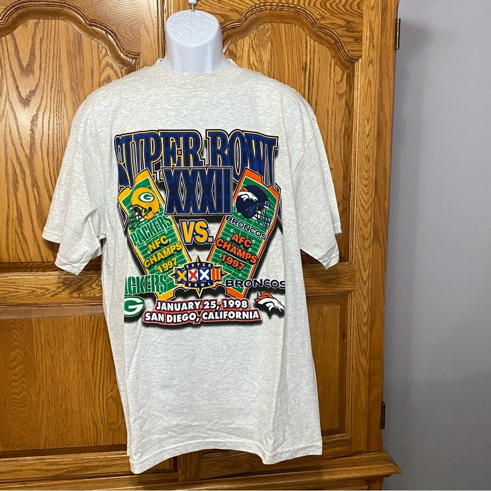 Logo 7 Vintage 1998 Superbowl XXXII Packers vs Broncos T-Shirt Men’s Sz X-Large‎ - Picture 4 of 11